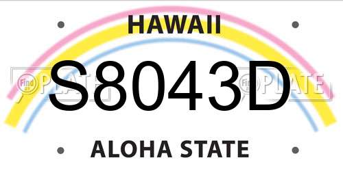 S8043D Hawaii License Plate