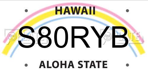 S80RYB Hawaii License Plate