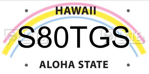 S80TGS Hawaii License Plate