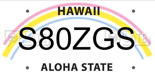 S80ZGS Hawaii License Plate