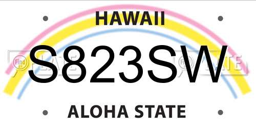 S823SW Hawaii License Plate