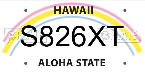 S826XT Hawaii License Plate