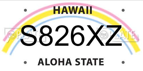 S826XZ Hawaii License Plate