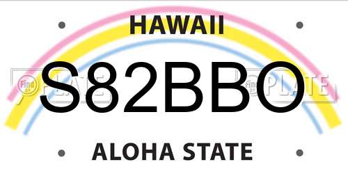S82BBO Hawaii License Plate