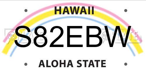 S82EBW Hawaii License Plate