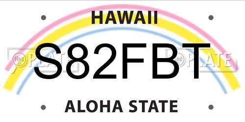 S82FBT Hawaii License Plate