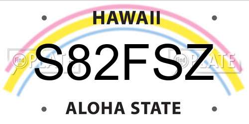 S82FSZ Hawaii License Plate