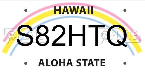 S82HTQ Hawaii License Plate