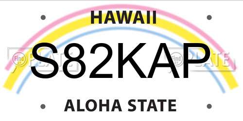 S82KAP Hawaii License Plate
