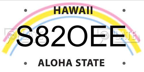 S82OEE Hawaii License Plate