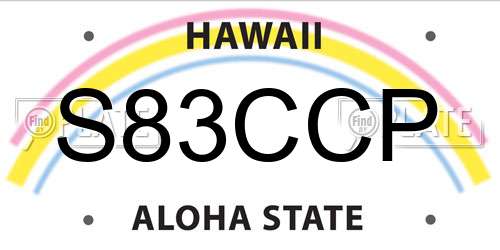 S83CCP Hawaii License Plate
