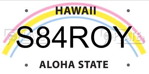 S84ROY Hawaii License Plate