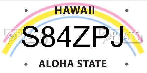 S84ZPJ Hawaii License Plate