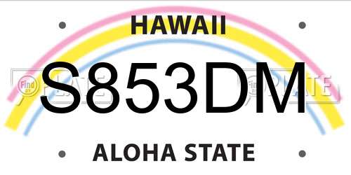 S853DM Hawaii License Plate