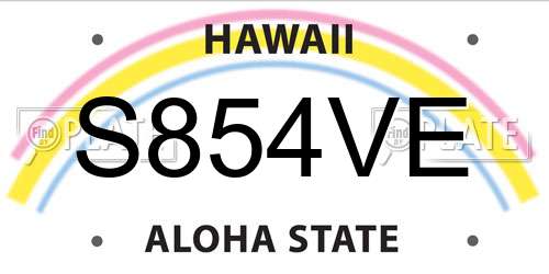 S854VE Hawaii License Plate