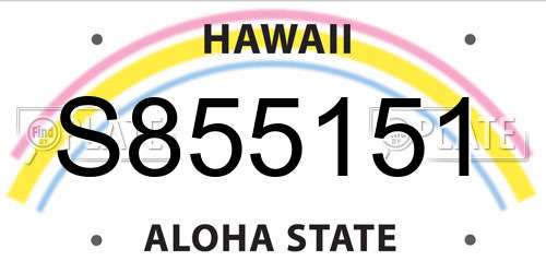 S855151 Hawaii License Plate
