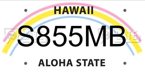 S855MB Hawaii License Plate