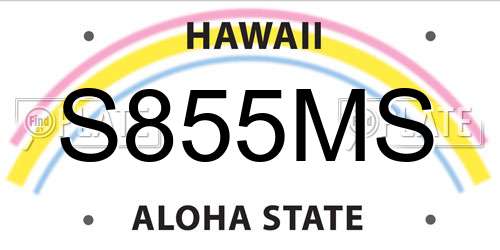 S855MS Hawaii License Plate