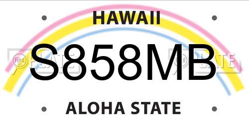 S858MB Hawaii License Plate