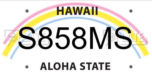 S858MS Hawaii License Plate