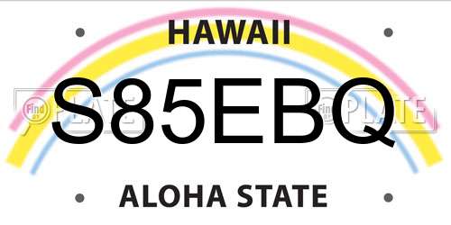 S85EBQ Hawaii License Plate