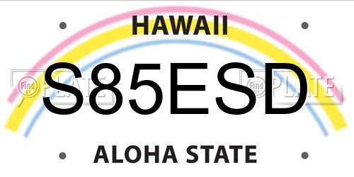 S85ESD Hawaii License Plate