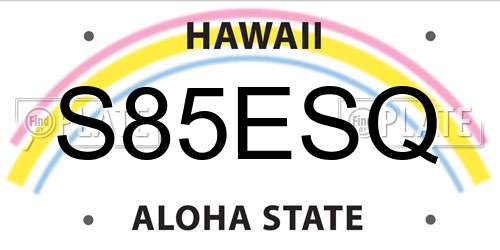 S85ESQ Hawaii License Plate