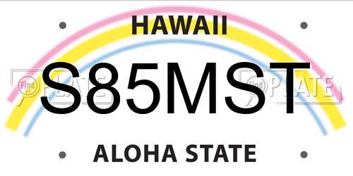 S85MST Hawaii License Plate
