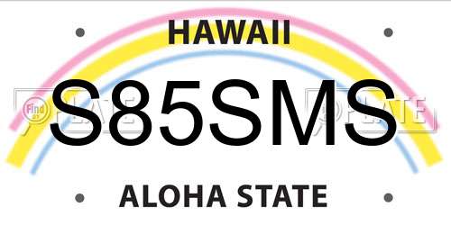 S85SMS Hawaii License Plate