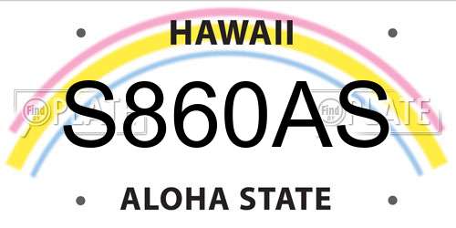S860AS Hawaii License Plate
