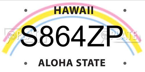 S864ZP Hawaii License Plate