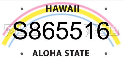 S865516 Hawaii License Plate