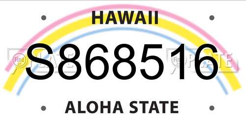 S868516 Hawaii License Plate