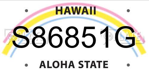 S86851G Hawaii License Plate