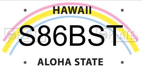 S86BST Hawaii License Plate