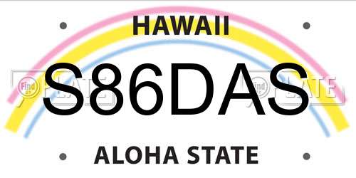 S86DAS Hawaii License Plate