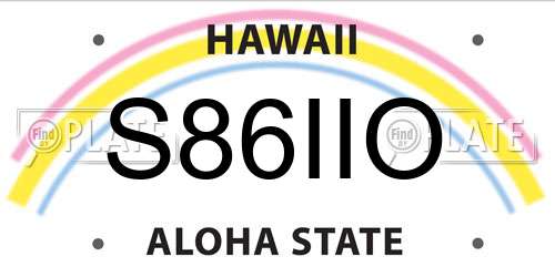 S86IIO Hawaii License Plate