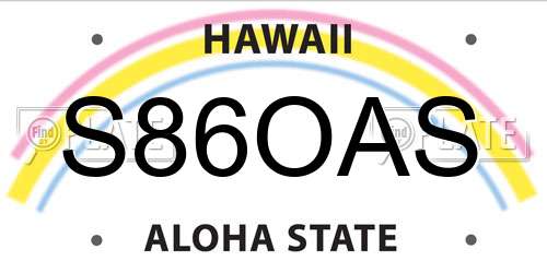 S86OAS Hawaii License Plate