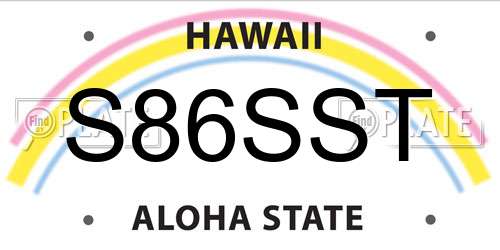 S86SST Hawaii License Plate