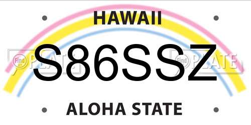 S86SSZ Hawaii License Plate