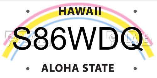 S86WDQ Hawaii License Plate