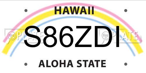 S86ZDI Hawaii License Plate