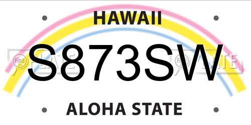 S873SW Hawaii License Plate