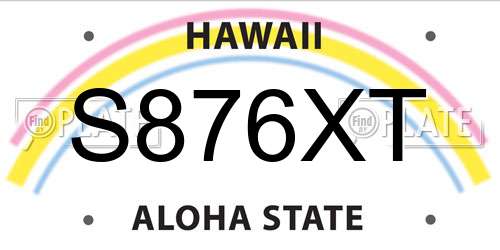 S876XT Hawaii License Plate