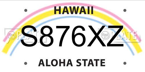 S876XZ Hawaii License Plate
