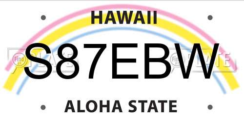 S87EBW Hawaii License Plate