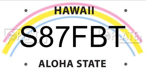 S87FBT Hawaii License Plate
