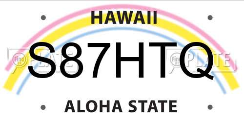 S87HTQ Hawaii License Plate