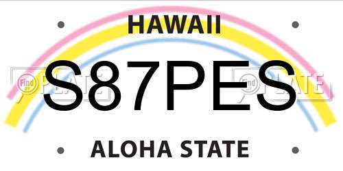 S87PES Hawaii License Plate