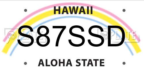 S87SSD Hawaii License Plate